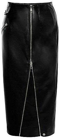 leather skirt with zipper in front