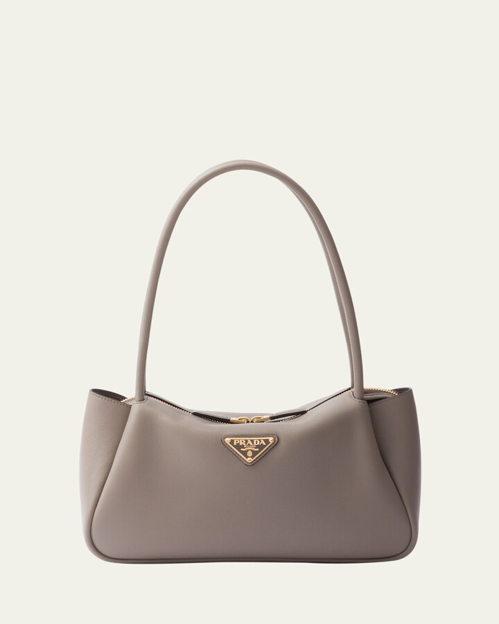 Prada Medium Zip Grain Leather Shoulder Bag