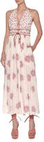Thumbnail for your product : Agnona Floral-Print Tie-Waist Halter Dress, Ivory
