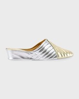 Thumbnail for your product : Jacques Levine Two-Tone Metallic Quilted Slippers