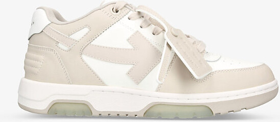 Off-White Mens Beige Comb Out Of Office Logo-Embroidered Leather Low-Top Trainers Eur 39 / 5 Uk Men