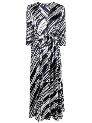 Kiton Diagonal-Print Silk Dress
