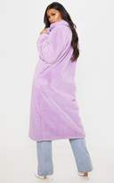 Thumbnail for your product : PrettyLittleThing Lilac Maxi Faux Fur Coat