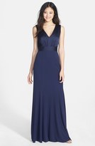 Thumbnail for your product : Vera Wang Scoop Back Charmeuse & Jersey Gown