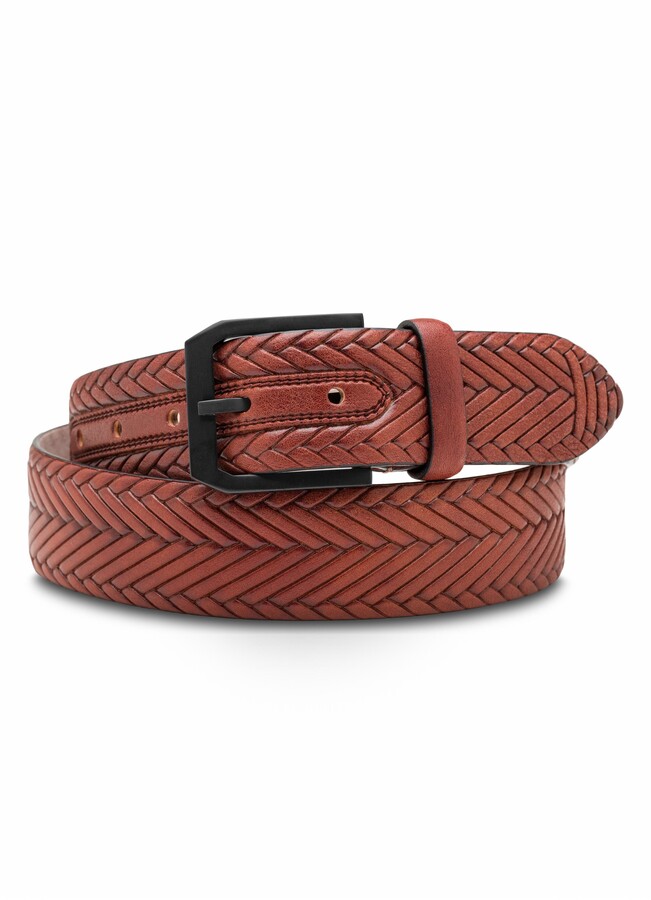 Men's Brown Leather Braided Belt | ShopStyle