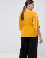 Thumbnail for your product : Outrageous Fortune Plus Outrageous Fortune plus knot front jersey top in yellow