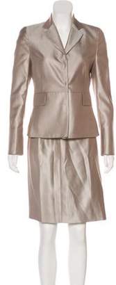 Akris Punto Silk Skirt Suit Metallic Punto Silk Skirt Suit