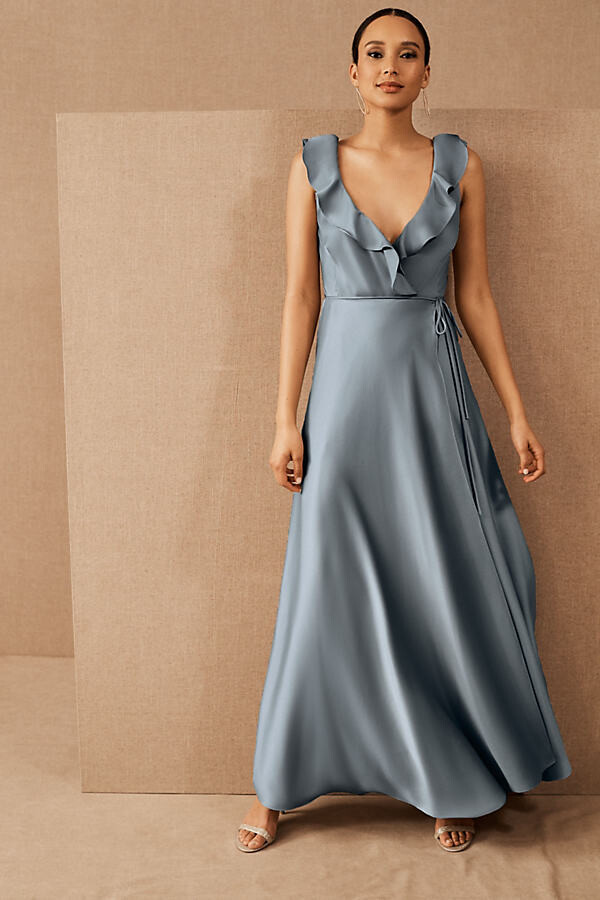 Blue Satin Maxi Dress | Shop the world ...