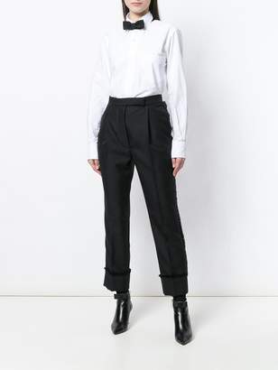 Thom Browne Frayed High Waist Single-Pleated Trouser In Mohair Wool