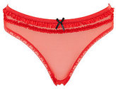 Thumbnail for your product : Charlotte Russe Ruffle-Trim Mesh Thong Panties