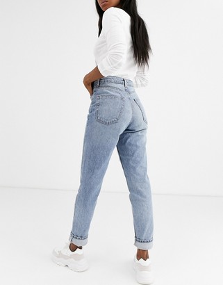 Topshop mom jeans in bleach wash