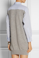 Thumbnail for your product : Sacai Luck fine-knit wool and poplin mini dress