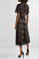 Thumbnail for your product : Lela Rose Embroidered Guipure Lace Midi Dress - Black