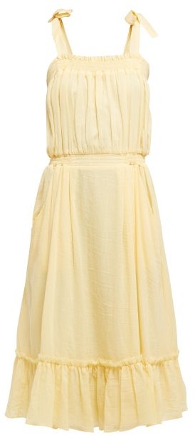 light yellow midi dress