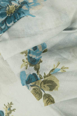 Brock Collection Tanner Floral-print Cotton-voile Blouse - Light blue