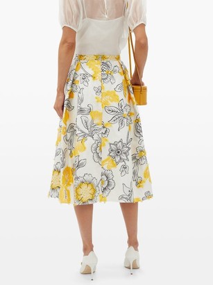Erdem Ina Floral Fil-coupe Cotton-blend Skirt - Yellow White