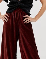 Thumbnail for your product : Miss Selfridge cropped wide leg pants in burgundy