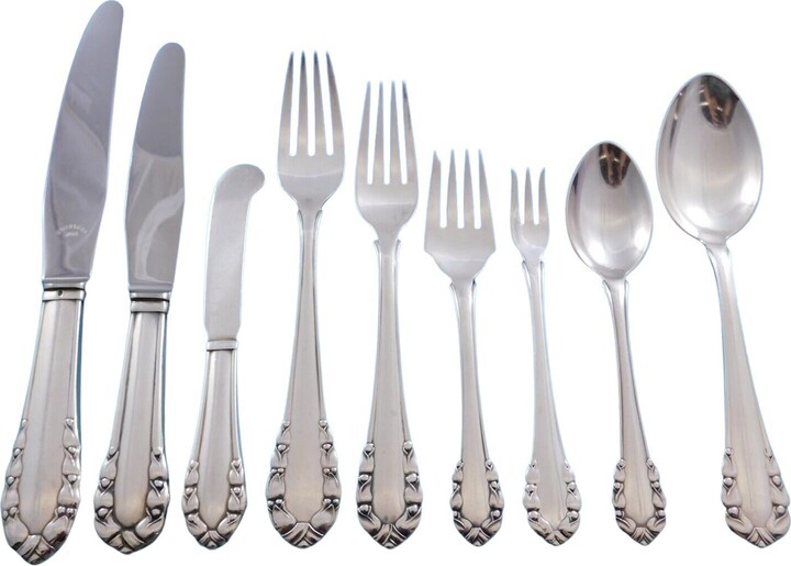 Georg Jensen Lily Of The Valley By Sterling Silver Flatware Set Service 81 Pcs