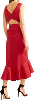 Thumbnail for your product : Saloni Cutout Fluted Stretch-cotton Poplin Midi Dress