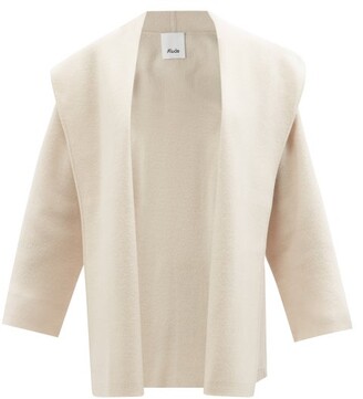 Allude Hooded Wool-blend Cape Jacket - Ivory