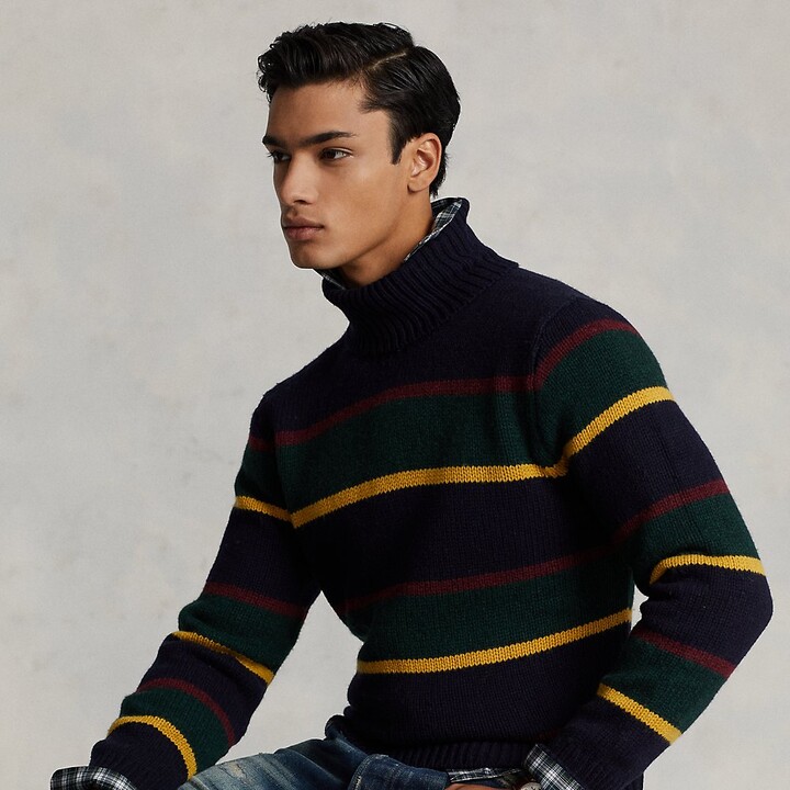 Ralph Lauren Striped Wool-Blend Turtleneck Sweater - ShopStyle