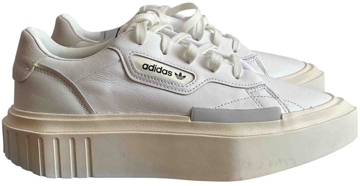 adidas white leather trainers
