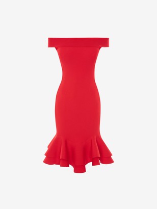 Alexander McQueen Off-The-Shoulder Knit Mini Dress