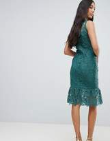 Thumbnail for your product : Paper Dolls Tall High Neck Lace Dress With Peplum Hem