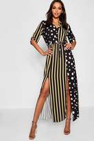 Thumbnail for your product : boohoo Polka Dot + Stripe Mix Print Maxi Shirt Dress