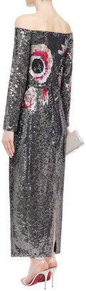 Temperley London Off-the-shoulder Sequined Stretch-mesh Midi Dress