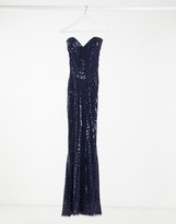 Thumbnail for your product : Goddiva bandeau embellished maxi dress with thigh split in navy