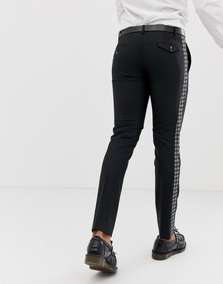 Twisted Tailor super skinny trouser with dogstooth side stripe