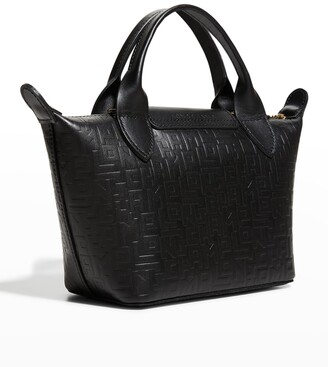 Longchamp Le Pliage Cuir XS Monogram-Embossed Crossbody Bag