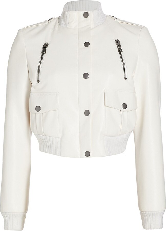 Alice + Olivia Ria Shrunken Vegan Leather Moto Jacket - ShopStyle