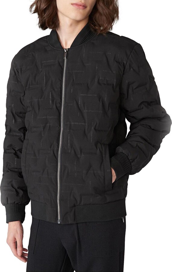 Mens Black Quilted Bomber Jacket | Shop the world's largest 