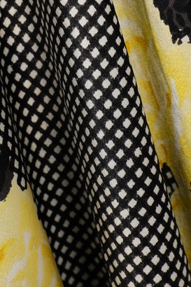 Ganni Calla Printed Stretch-silk Satin Midi Wrap Dress