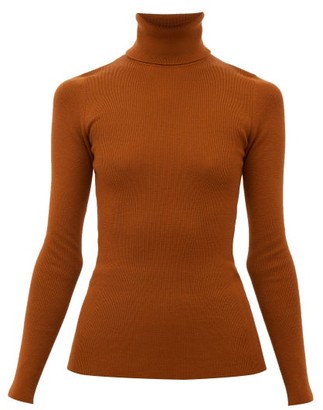 Gucci Logo-embroidered Wool-blend Roll-neck Sweater - Orange
