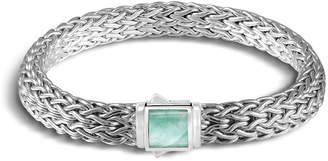 John Hardy Classic Chain Silver Medium Reversible Bracelet with Black Sapphire and Emerald