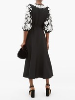 Thumbnail for your product : Andrew Gn Balloon-sleeve Lace-trimmed Crepe Dress - Black White