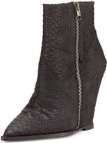 Thumbnail for your product : Ash Julie Snake-Print Leather Wedge Bootie, Black