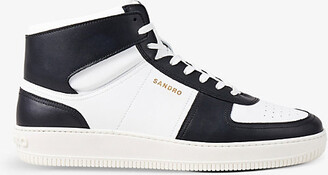 Sandro Mens Verts Lace-up High-top Leather Trainers