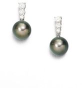 Thumbnail for your product : Mikimoto 9MM Black Cultured South Sea Pearl, Diamond & 18K White Gold Drop Earrings