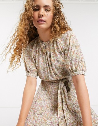 And other stories & meadow floral belted smock dress in multi