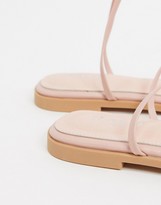 Thumbnail for your product : Raid Wide Fit Martha strappy ankle tie sandals in blush
