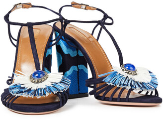 Aquazzura Samba 105 embellished suede sandals