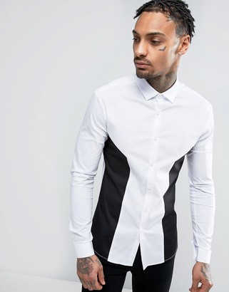 ASOS Super Skinny Shirt With Cut And Sew Panels