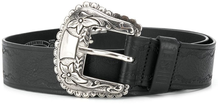 black belt womens silver buckle