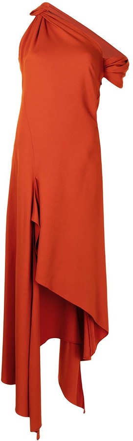 orange drape dress