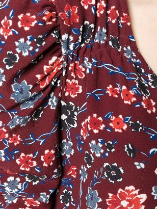 See by Chloe Floral Print Ruched Sleeves Dress