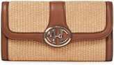 Thumbnail for your product : Michael Kors Collection Leather And Faux Raffia Clutch